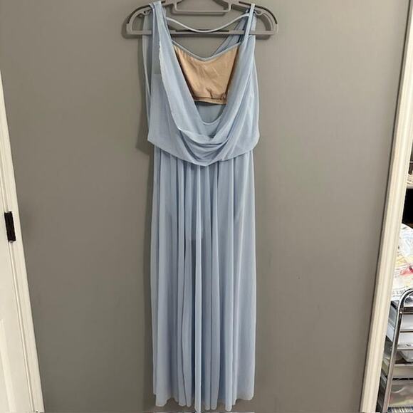 Balera Sz Medium Maxi Dress Double Cowl Stretch Mesh Overlay Dance lyrical - Picture 6 of 10